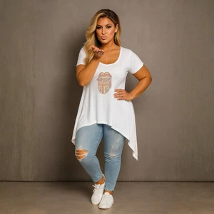 Rhinestone Lips + Union Jack Hanky Hem Swing Top - Picture 1 of 35