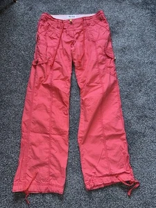Womens Next Cargo Trousers, Size 12, Red, Utility, Cotton, Drawstring, Leg 31 In - Picture 1 of 3