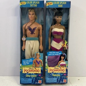 Vintage 1995 Disney Pocahontas Color Splash Nakoma und John Smith Puppe Mattel Neu im Karton - Bild 1 von 4