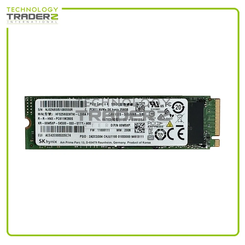0W5XP Dell 256GB M.2 SSD 80MM Solid State Drive 00W5XP HFS256GD9TNI-L2A - Image 1 of 1
