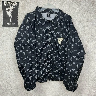 Famous Stars And Straps Y2k Monograma Entrenador Cortavientos Snap Chaqueta Forrada Negra L Foto 1 de 4