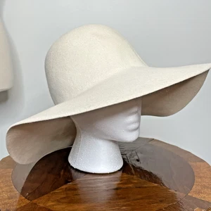 VTG Jacobsons Womens Ivory Wool (?) Wide Brim Floppy Hat Fashion Church Classic - Picture 1 of 8