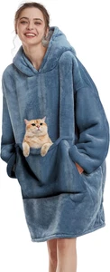 Wearable Blanket Hoodie - Warm Sherpa Blanket Sweatshirt as Gifts for Adult Wome - Picture 1 of 12