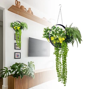 Patio Artificial Hanging Plants with Charcoal Frame 1Pcs for Wall House Office - Picture 1 of 7