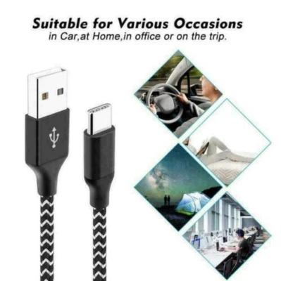 Braided USB C Type-C Fast Charging Charger Cable Cord 10FT For Samsung iPhone 15 - Image 1 of 4