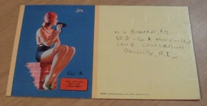 Años 40 Segunda Guerra Mundial Pinup Girl 'Ink Blotter' Earl Moran/Boy Puedes ver mucho desde aquí~ - Imagen 1 de 4