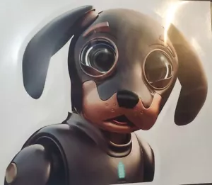 WELPE HUND A.I. ROBOTER WELPE AUFKLEBER 10" × 10" KUNST VINYL GESTANZTER AUFKLEBER STICKER  - Bild 1 von 3