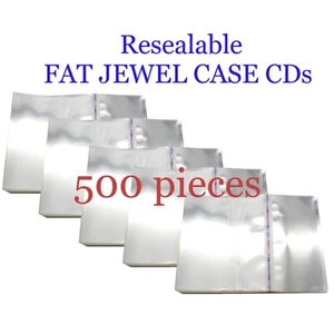 Resealable Outer Plastic Sleeves for FAT TYPE DOUBLE CD Jewel Cases 500 pieces - Picture 1 of 4