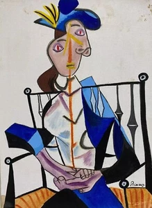 COA + Pablo Picasso Art Drawing Vintage Painting Singed Original on Paper - Picture 1 of 6