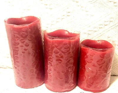 IN BOX Apothecary & Company 3 piece Red LED Candle Set w/Universal Remote - Image 1 of 4