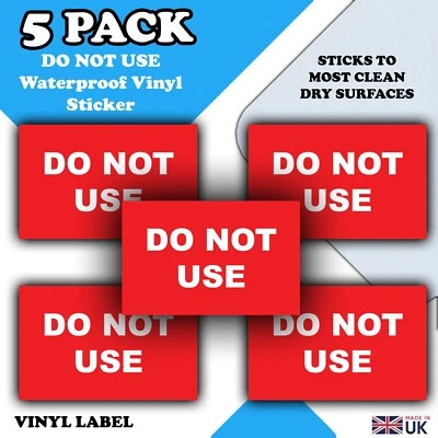 LUMEAN LTD 5 Pack - Do Not Use Stickers - Electrical Safety Vinyl Labels - 80mm x 50mm