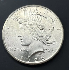Dólar de la paz 1926 P fecha clave $1 opción alta calidad sin circular/sin circular/bu! - Imagen 1 de 5