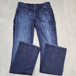 7 For All Mankind Jeans Womens 27 Blue Denim Flare 5 Pocket Cotton Dark Wash USA - Picture 1 of 14
