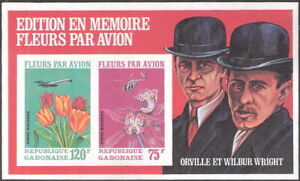 Gabon 1971 Wright Bros Flowers by Air Souvenir Sheet MNH (SC# C111a)