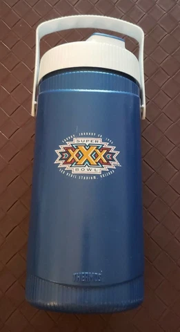Vintage Super Bowl XXX 30 1996 Sun Devil Stadium AZ Thermos Mug Water Bottle NFL Cover