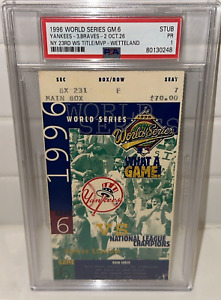 1996 World Series Game 6 Ticket Stub PSA Yankees Clinch 23rd WS Title Wetteland