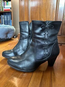 Ziera Size 41 Black Ankle Boot , Wooden Heel. Great Dress Boot - Picture 1 of 3