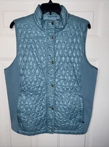 Talbots Quilted Vest Women’s XL Turquoise Puffer Knit Sides Zip & Buttons Pocket - Bild 1 von 12