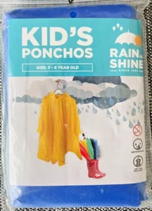 Rain or Shine Child Kid’s Unisex Lightweight Rain Poncho with Hood Blue 3-6 Year - Picture 1 of 2