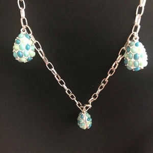 "Collar de eslabón de cadena larga Liz Claiborne tono plateado azul marino 36" - Imagen 1 de 4
