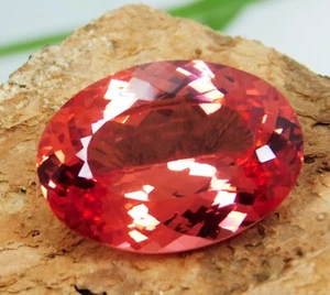 Zafiro Padparadscha genuino natural impecable 37,80 quilates forma ovalada piedra preciosa - Imagen 1 de 17