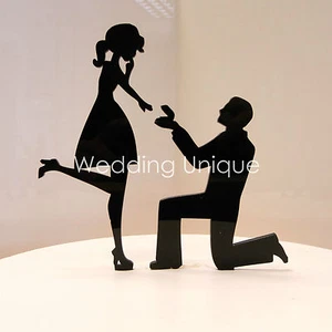 Topper para pastel de novia y novio, silueta propuesta de acrílico tapa de boda - Imagen 1 de 1