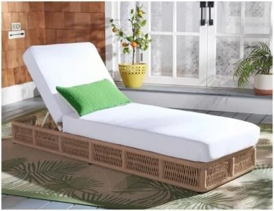 Elegante tumbona Gillian Rope, cojín tostado/blanco para relajación al aire libre Foto 1 de 4