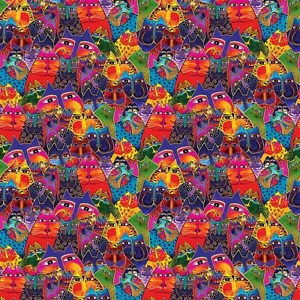 Fantasticats by Laurel Multi Color Metallic Digital Packed Cats BTY 44" Wide - Bild 1 von 4
