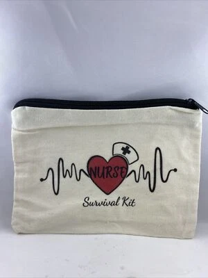 Bolsa de viaje de maquillaje de enfermera 5,9x9,3 con cierre de cremallera de lona para mujer sin marca Foto 1 de 4