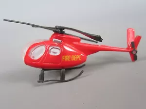 B762 Vintage Hélicoptère Fire Dept Rouge Pompiers Jouet Métal L 8.5 cm - Imagen 1 de 8