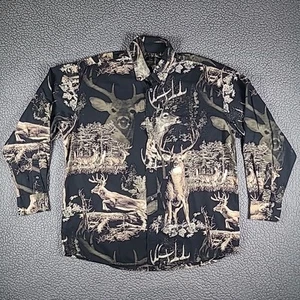 RedHead Shirt Men L Deer Graphic Camo Long Sleeve Button Hunting Trophy Buck - Picture 1 of 12