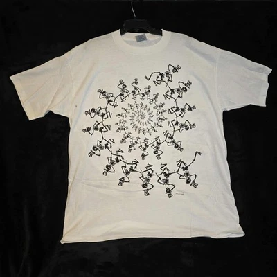VTG Original NWOT 1990 Grateful Dead AOP Spiraling Skeletons Band T-shirt OS - Image 1 of 4