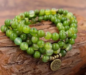 Brazalete envolvente meditación curación oración 108 cuentas Mala jade verde - Imagen 1 de 1