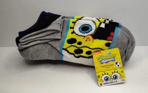 Spongebob - 6 Pair - No Show - Ankle Socks - Kids Shoe Size 3-9 - Nickelodeon - Picture 1 of 5