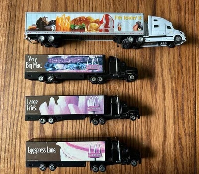 Juego de 4 semirremolques McDonald's 1994 vintage de metal negro Foto 1 de 3