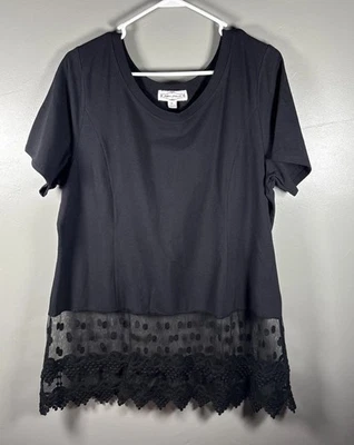 Kathleen Kirkwood Women's Embroidered Lace Trim Tunic Top Stretch Size XL - Image 1 of 4