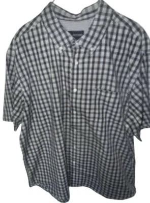 BASIC EDITIONS Charcoal Gray Short Sleeve Checkered Shirt Men's Size XL - Image 1 of 4