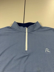 Maglione Rhoback uomo 3XL pied de poule Q zip 1/4 leggero performance golf blu - Foto 1 di 10