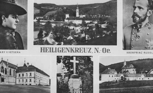 RPPC Heiligenkreuz Collage Portraits Kirche Schloss Österreich - Bild 1 von 3