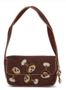 Espresso Martini Drink Made In India HandSewn Beaded Shoulder Bag w Charm NWT - Picture 1 of 1