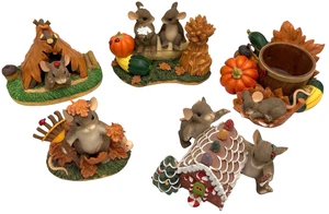 Fitz and Floyd Charming Tails Lot 5 Mouse Mice Figurines Fall Harvest Christmas - Picture 1 of 22