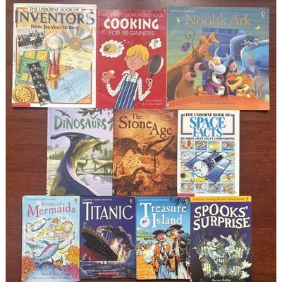Lot 10 Usborne Homeschool BOOKS Young Reading Beginners Puzzle Animals History - Image 1 of 4