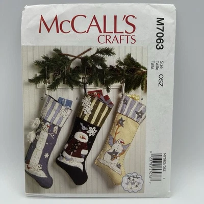 McCall's Craft Pattern M7063 Cute Applique Snowman Christmas Stockings - Image 1 of 4