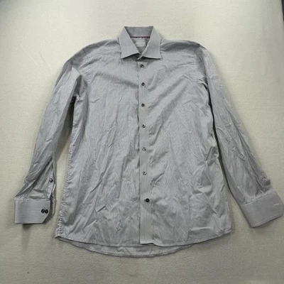 Camisa Eton Para Hombre 16.5 42 Gris Blanco Rayas Abotonada Vestido Contemporáneo Puño Foto 1 de 4