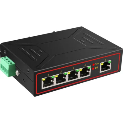 DIEWU Industrial Ethernet Switch DIN Rail 5 Ports 10/100M RJ45 VLAN Controller - Image 1 of 4