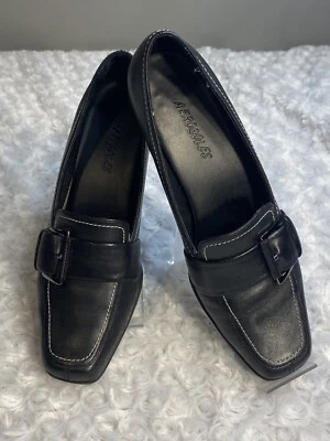 Aerosoles On Call Black Leather Pumps Women's Sz 6.5M Kitten Heel Slip-On Shoes - Image 1 of 4