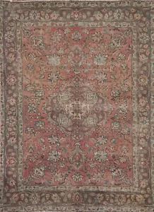 Pink Floral Traditional Tebriz Vintage Area Rug 4x6 Hand-knotted Wool - Picture 1 of 12