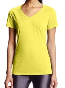 Asics FAVORITE V-NECK Womens Short Sleeve Running Shirt XS Electric Lime NEW - Picture 1 of 3