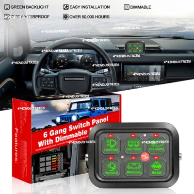 6 Gang Switch Panel LED Light Bar Automatic Dimmable Universal Electronic Relay - Image 1 of 4