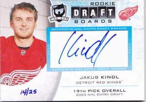 09-10 The Cup Jakub Kindl /25 Auto Rookie Draft Boards Red Wings 2009